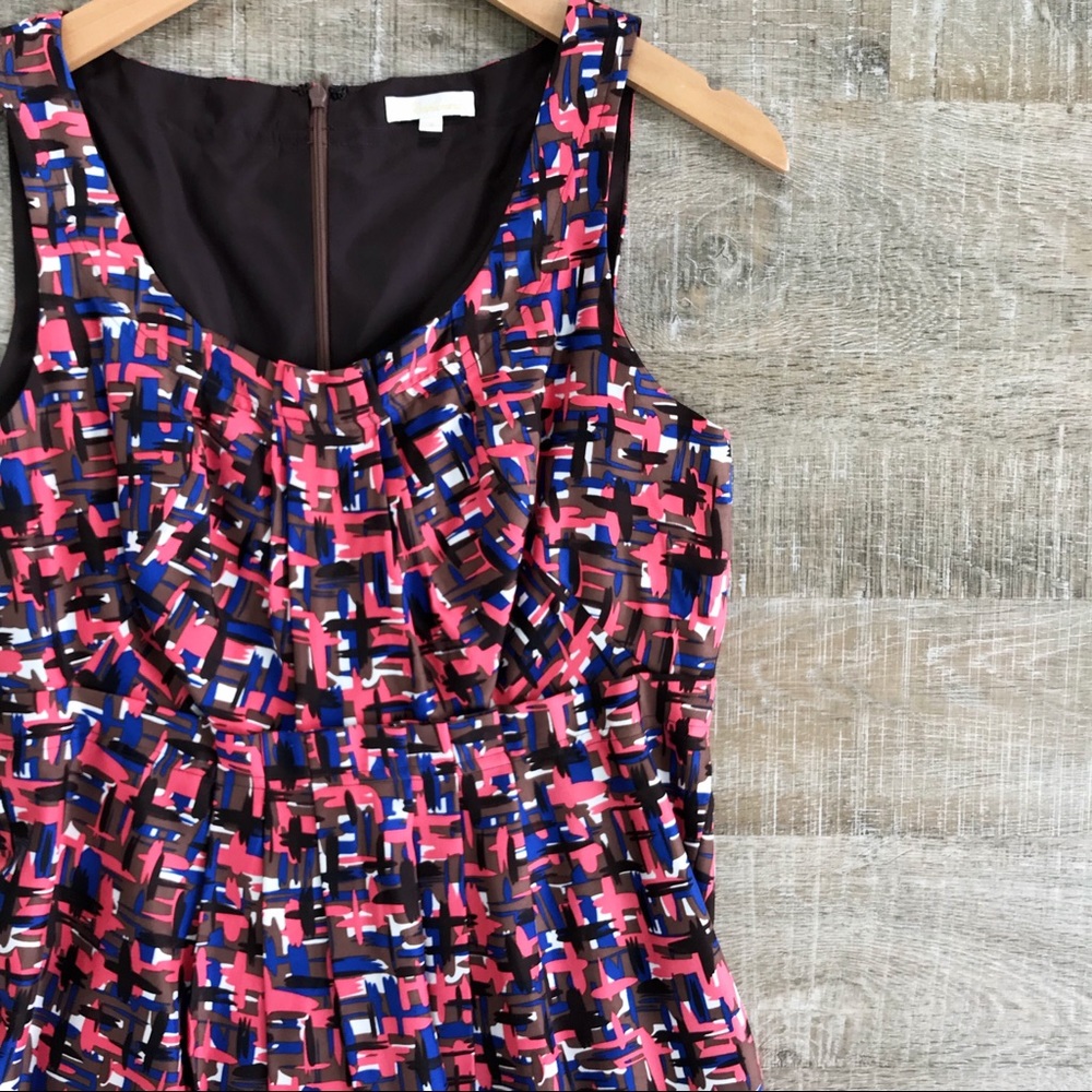 Shoshanna pink and brown silk print dress